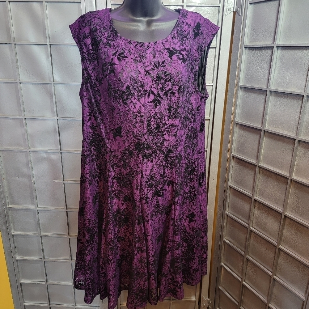 Danny & Nicole purple and black lace dress